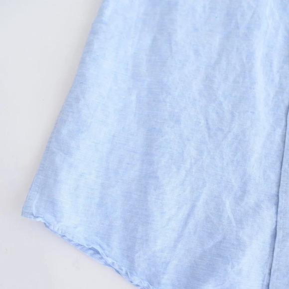 Chaps Sky Blue  52% Linen Button Down Short Sleeve Dress Shirt Size XL - Picture 6 of 10